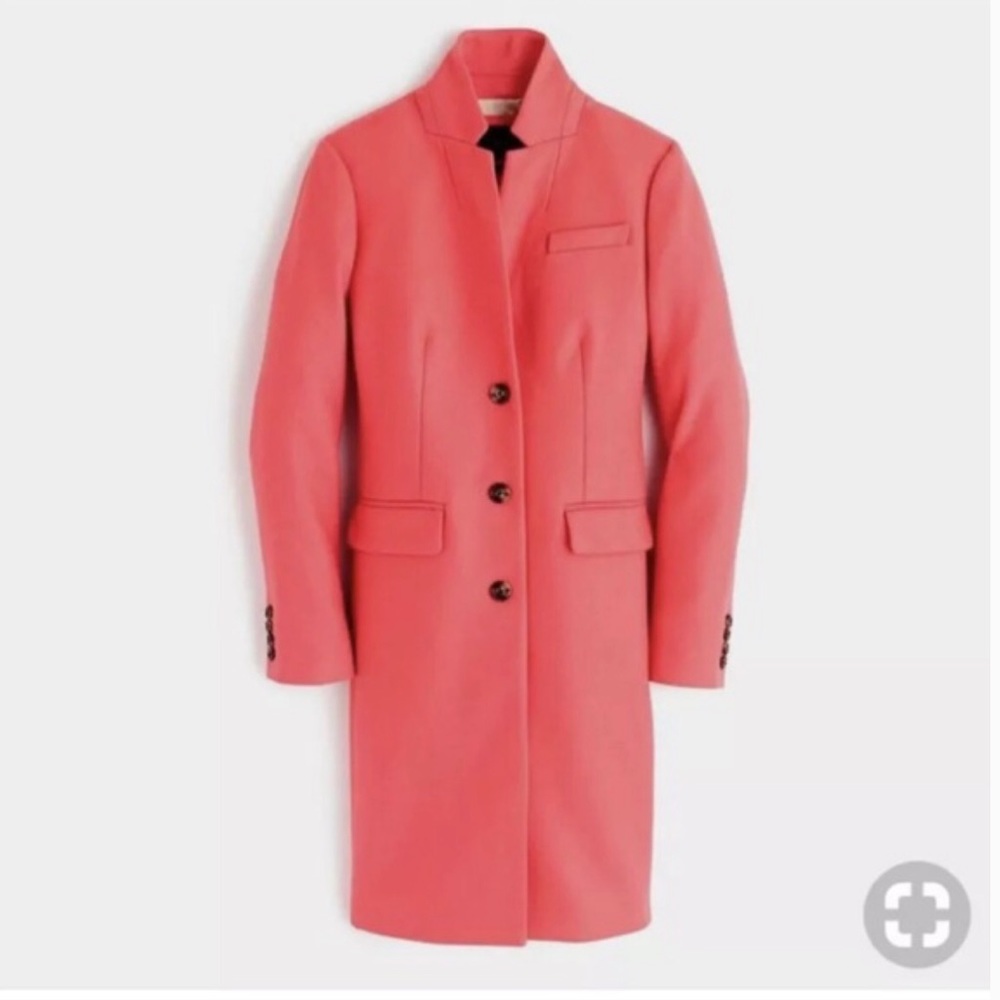 J Crew Serge Wool Regent Topcoat Salmon Coral 6P